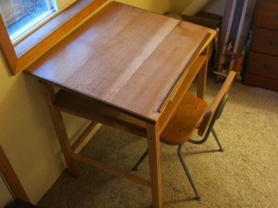 Oak desk and chair