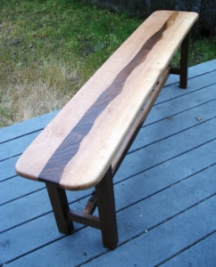 Oak and Walnut table bench. El Portal, Ca