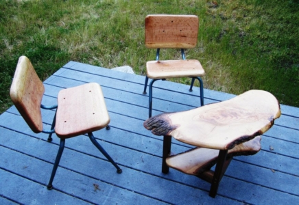 Olivewood table and Oak Chairs.